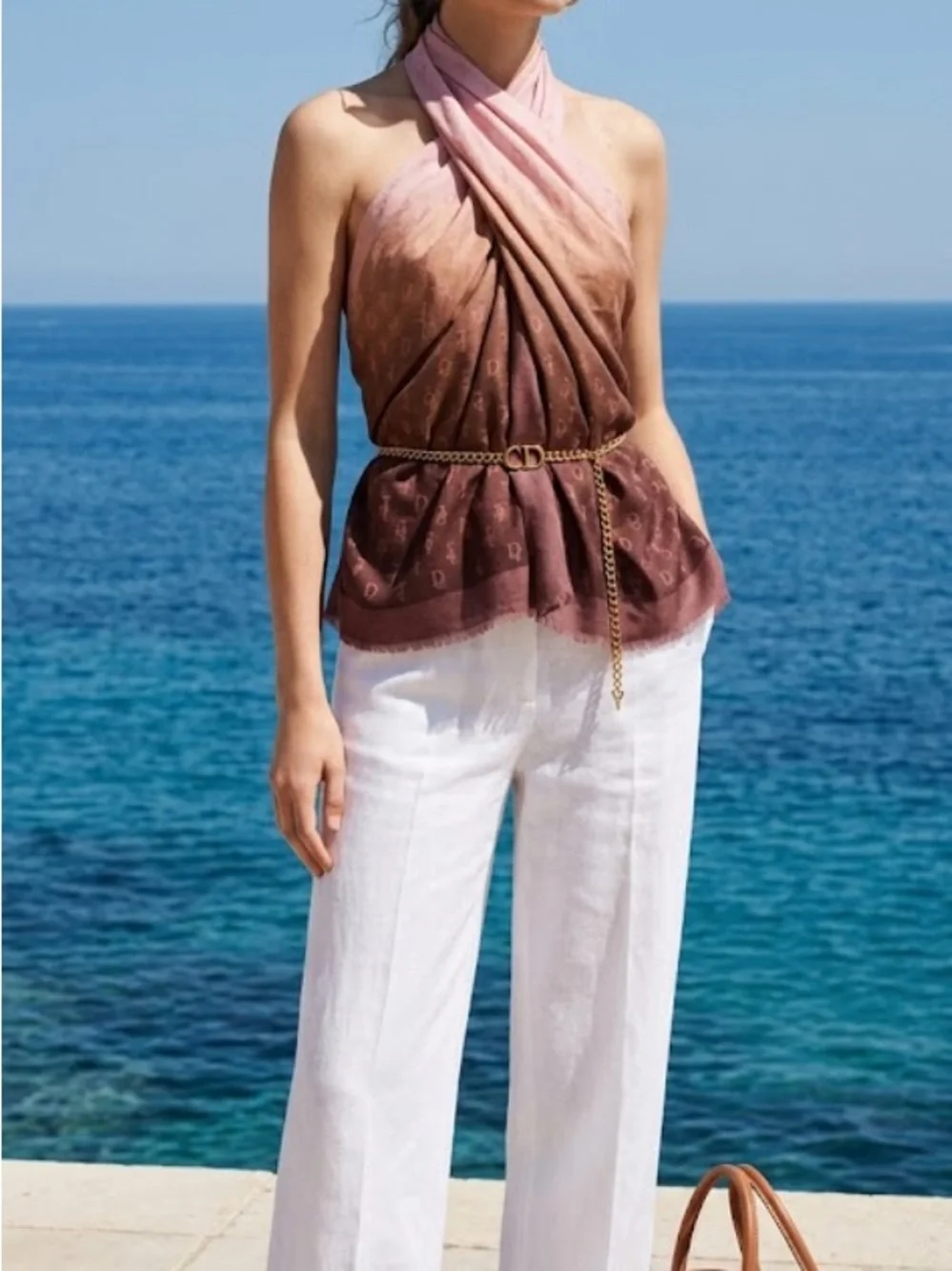 Dior Ombre Pink to Brown Signature Logo Shawl designer scarf